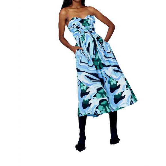 NEW DE LORETA lidia dress in marmol verde - Picture 1 of 3